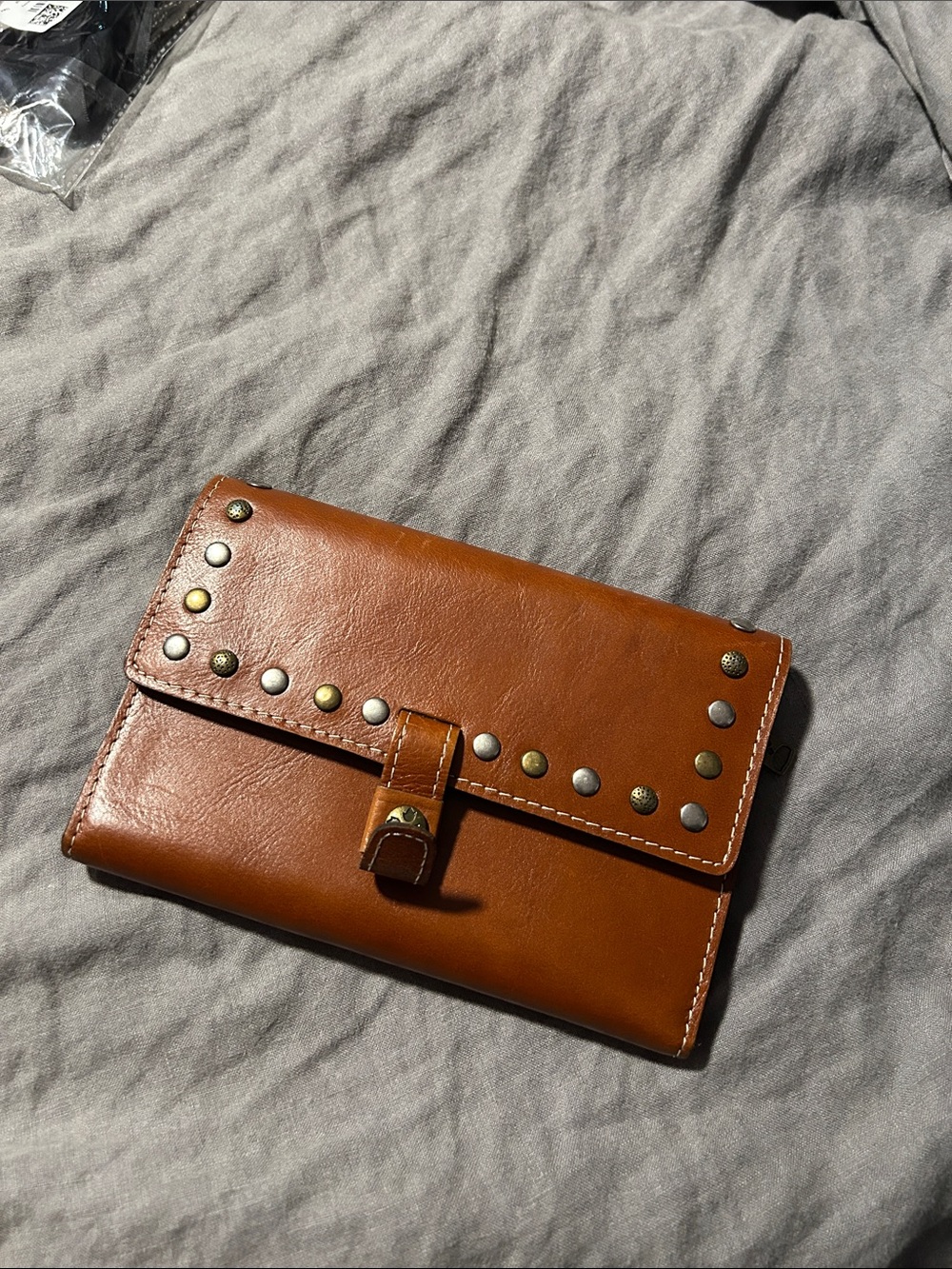 Patricia Nash Cognac Leather Studded Continental Wallet